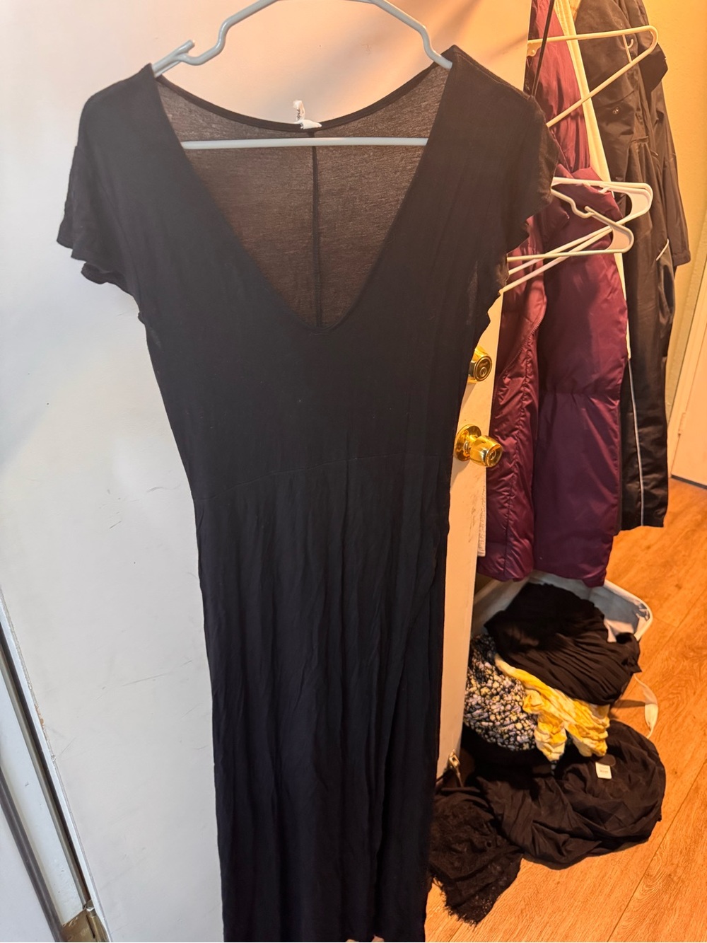 Everyday Black V-Neck Short Sleeve Maxi Dress